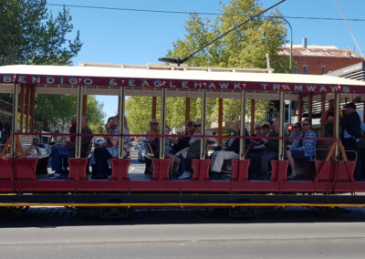people aboard tram tour in Bendigo