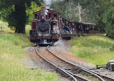 Puffing Billy train coming to station